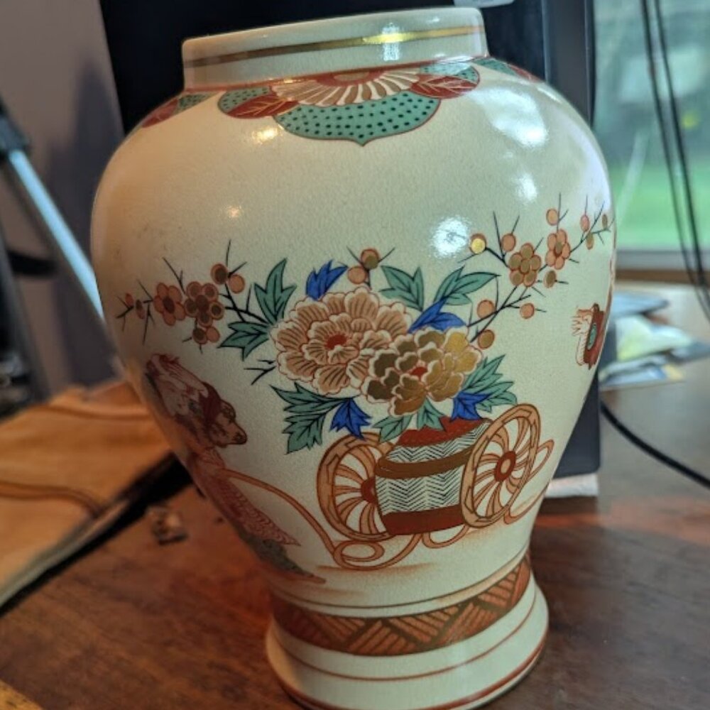 Hand Painted Japanese Urn